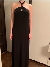 Michael Kors Maxi Dress Women's Medium Halter Long Sleeveless Black Keyhole   I