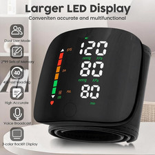 LED Blood Pressure Monitor Wrist Rechargeable Voice Broadcast Heart Rate Machine