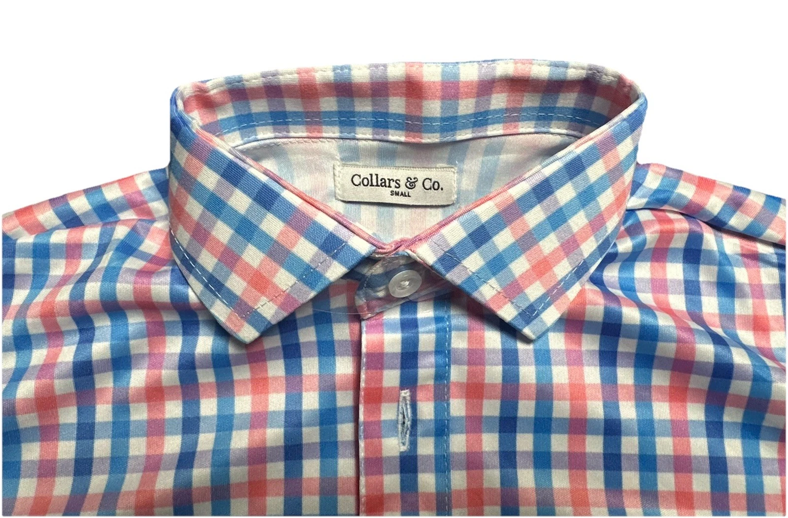 NEW Collars and Co Mens Original Dress Collar Plaid Colorful Polo Shirt Sz Small