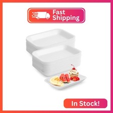100 Pcs Crafts Foam Trays, White Foam Supermarket Disposable Poultry Meat Fruit