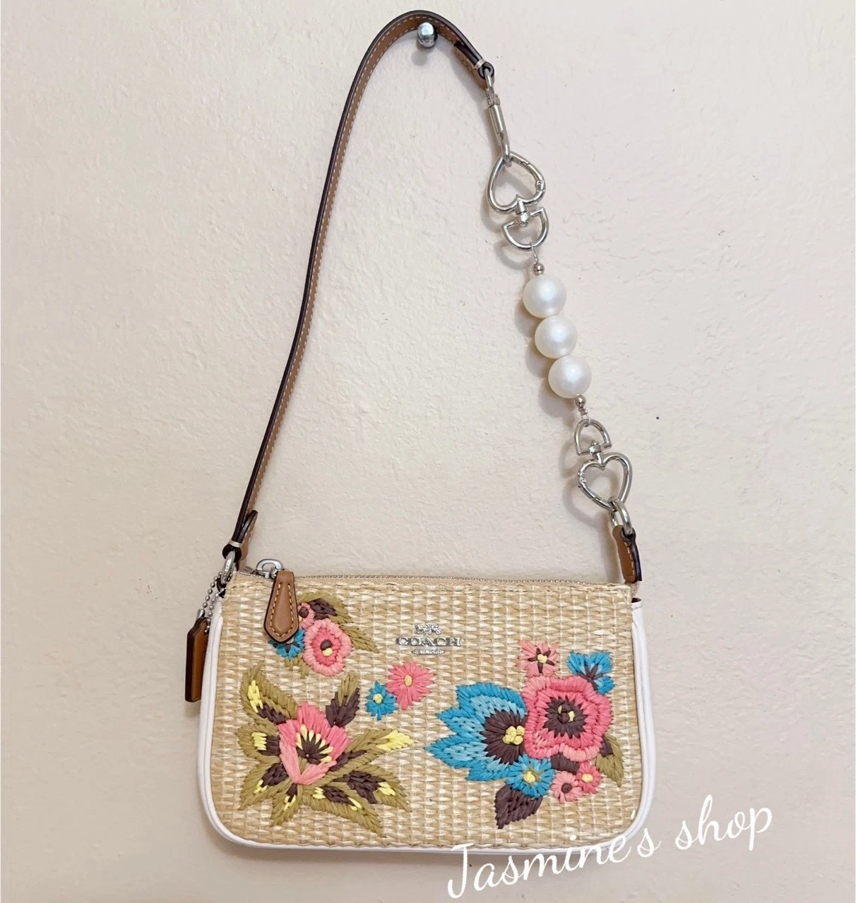 Cappello Coach Nolita 19 nuovo con etichetta con ricamo floreale CJ724 + floreale all'uncinetto CK691