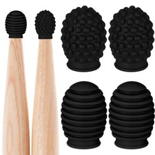 4 Pieces Drum Mute Dampener Silicone Drumstick Silent Grid, Dot, Black