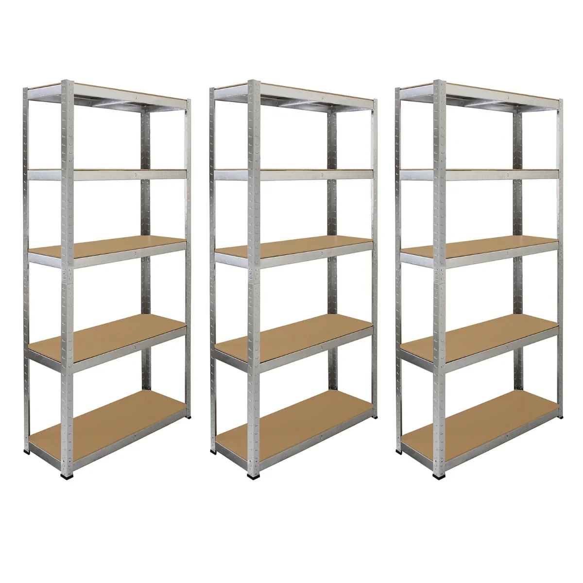 6 x Silver Racking Bay Units 5 Tier & Heavy-Duty Galvanised Steel