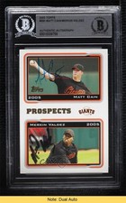 BAS 2005 Topps Prospects Matt Cain Merkin Valdez #690 Authentic Auto READ ow6