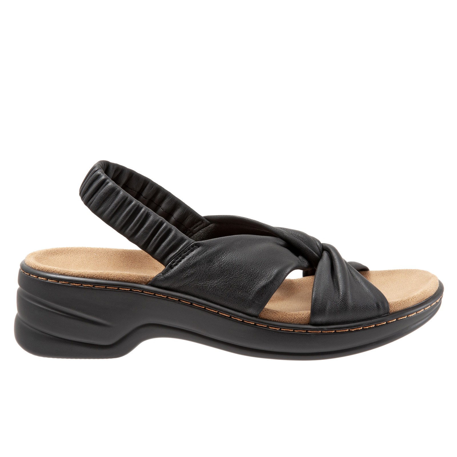 Trotters Nella T1914-001 Womens Black Leather Slingback Sandals Shoes 8.5