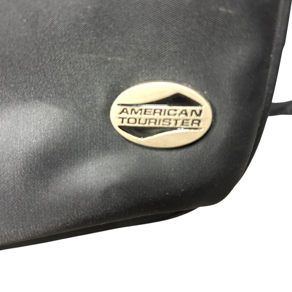 American Tourister Laptop Bag Carry On Shoulder Padded Strap Black Nylon Divided - Image 2 of 4