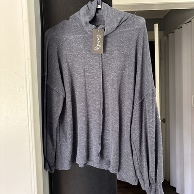 Women s Final Touch Cowl Neck Sweater, Light Weight, Blue Small