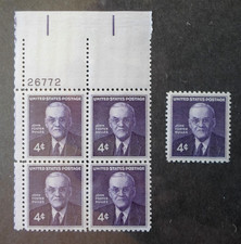1960 John Foster Dulles Mem- Cat # 1172 Plate Block and Single 4c Stamps MNH OG