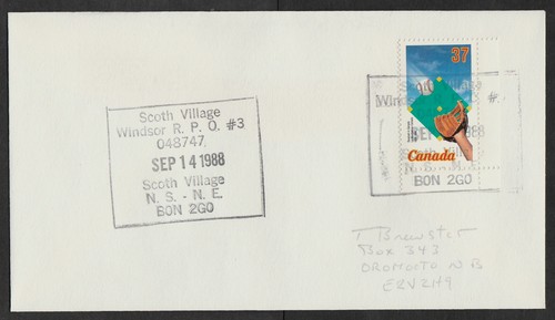 ⭐BREWSTER⭐(3) FDC's - 1988 - # 1221 - "UNCOMMON" NOVA SCOTIA - FDC CANCELS !! - Picture 2 of 7