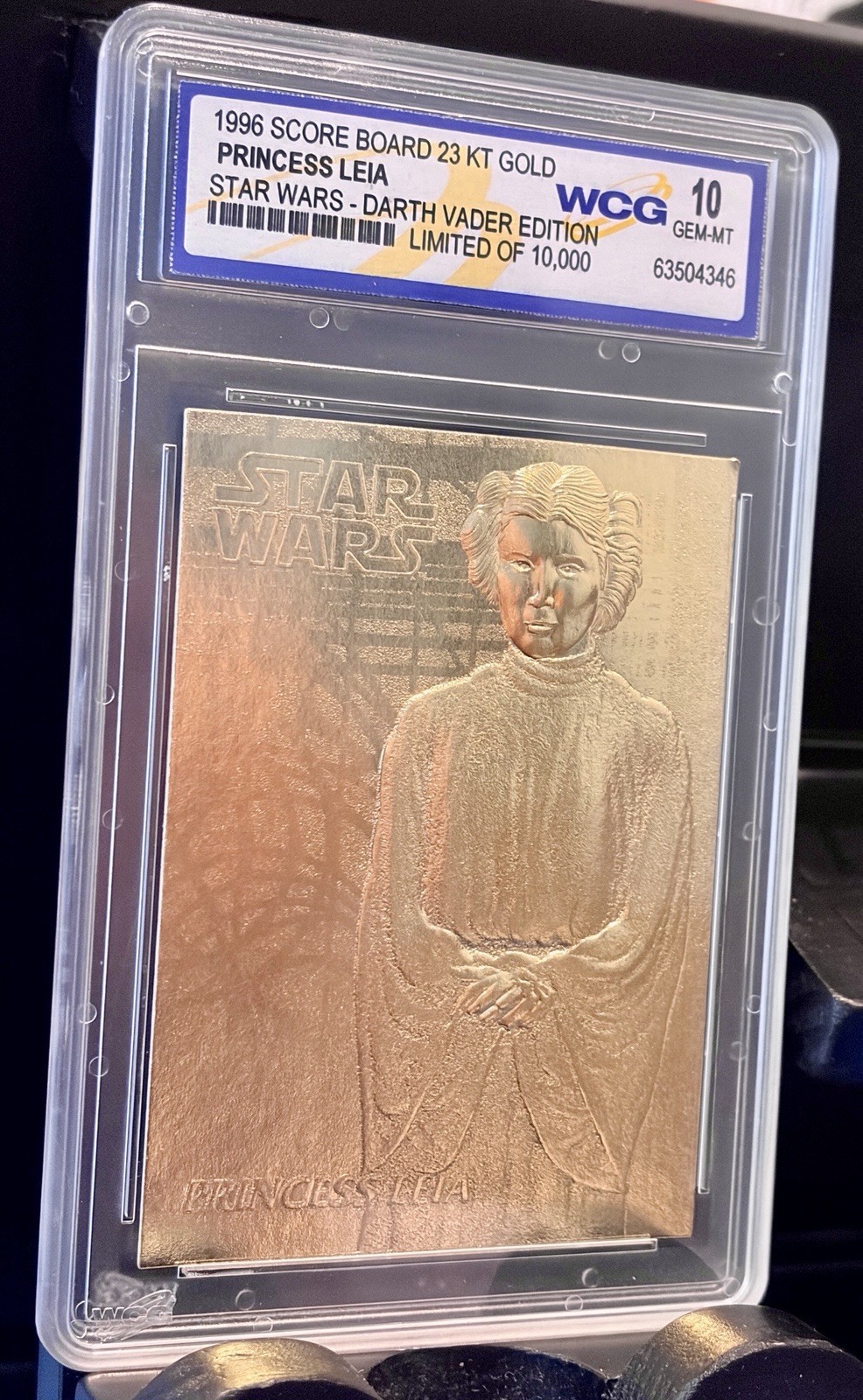 1996 Score Board 23 KT Gold Princess Leía #/10,000 GEM MT 10 Darth ...