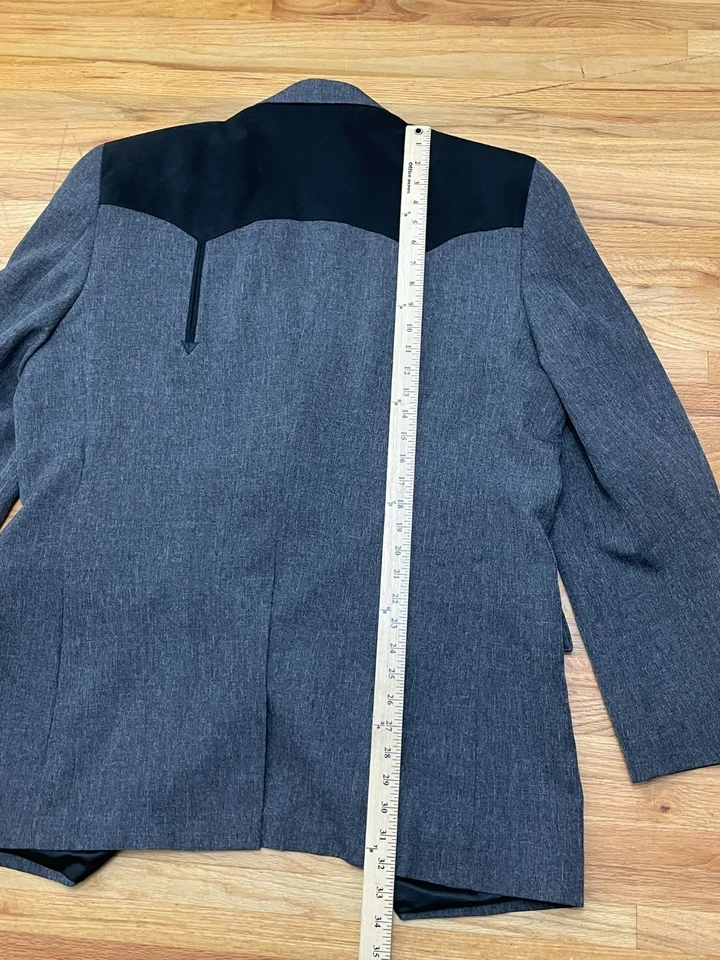 Conjunto de terno Circle S Dallas Texas masculino 48 cinza Western Ranch 2 peças casaco cowboy - Imagem 4 de 4