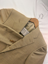 Ermenegildo Zegna High Performance Men Beige Blue Herringbone 100 Wool Blazer