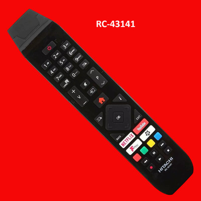 Original RC43141 Fernbedienung für Hitachi TV mit Netflix Youtube Fplay Tasten