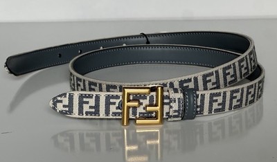 Fendi FF Gold Buckle Reversible Slim Gray Belt 95/38 Italy  display picture 1