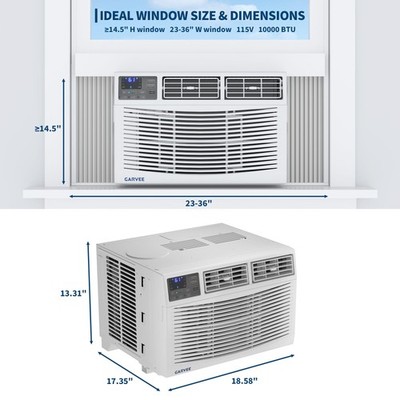 Window Mounted AC 10000 BTU 115V Air Conditioner Remote Control 450 Sq Ft