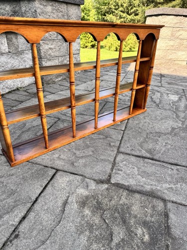 VTG Wood Tea Cup & Saucer Curio Wall Mount Display Shelf W36”xH 19 "xD5.25" - Picture 2 of 9