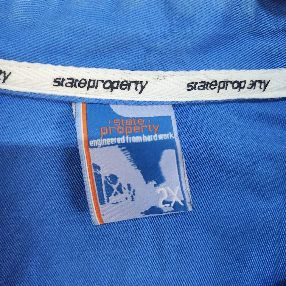 State Property Shirt Mens 2XL Blue Short Sleeve Button Front Skull Graphic - Image 3 of 4