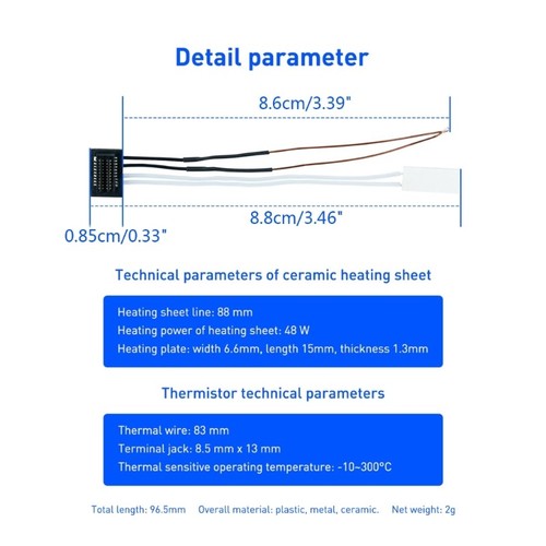 3D Printer Accessory TZ-P1P Thermistor With Terminal for Hotend Extrusion Head - Afbeelding 8 van 8