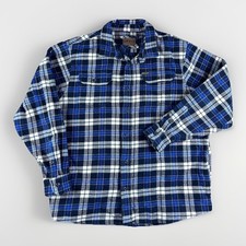 Orvis Heavy Flannel Shirt Jacket Shacket Pockets Blue Plaid Outdoors Men's 2XL