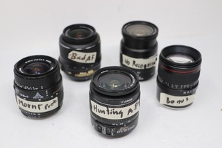 Lot 32 Prime Lenses Nikon Canon Sigma 28 80mm 18 55mm 35mm Parts Or Repair