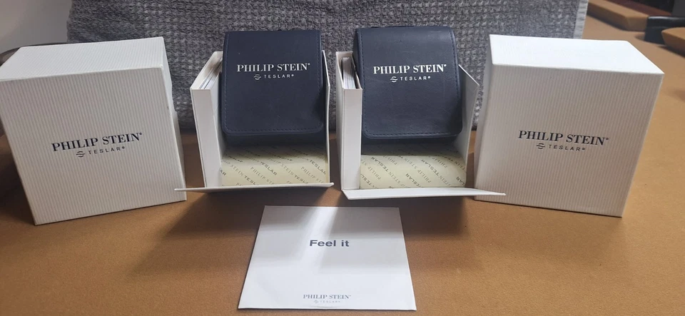Reloj Philip Stein Teslar Quantum Technology Dual Time correa negra para él y para él x2 Foto 3 de 4