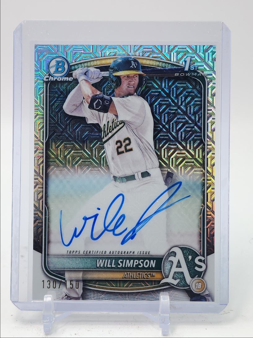 WILL SIMPSON 2025 BOWMAN CHROME 1ST AUTOGRAPH HTA CHOICE AUTO /150 Q3855