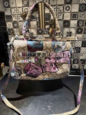 Kathy Van Zeeland Limited Edition Satchel Travel  Print Y2K Bag  With Charms