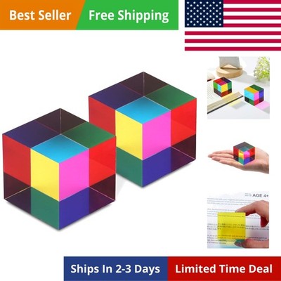 CMY Mixing Color Cube, 40mm 1.57 inch Acrylic CMYcube Prism for Desktop Decor...