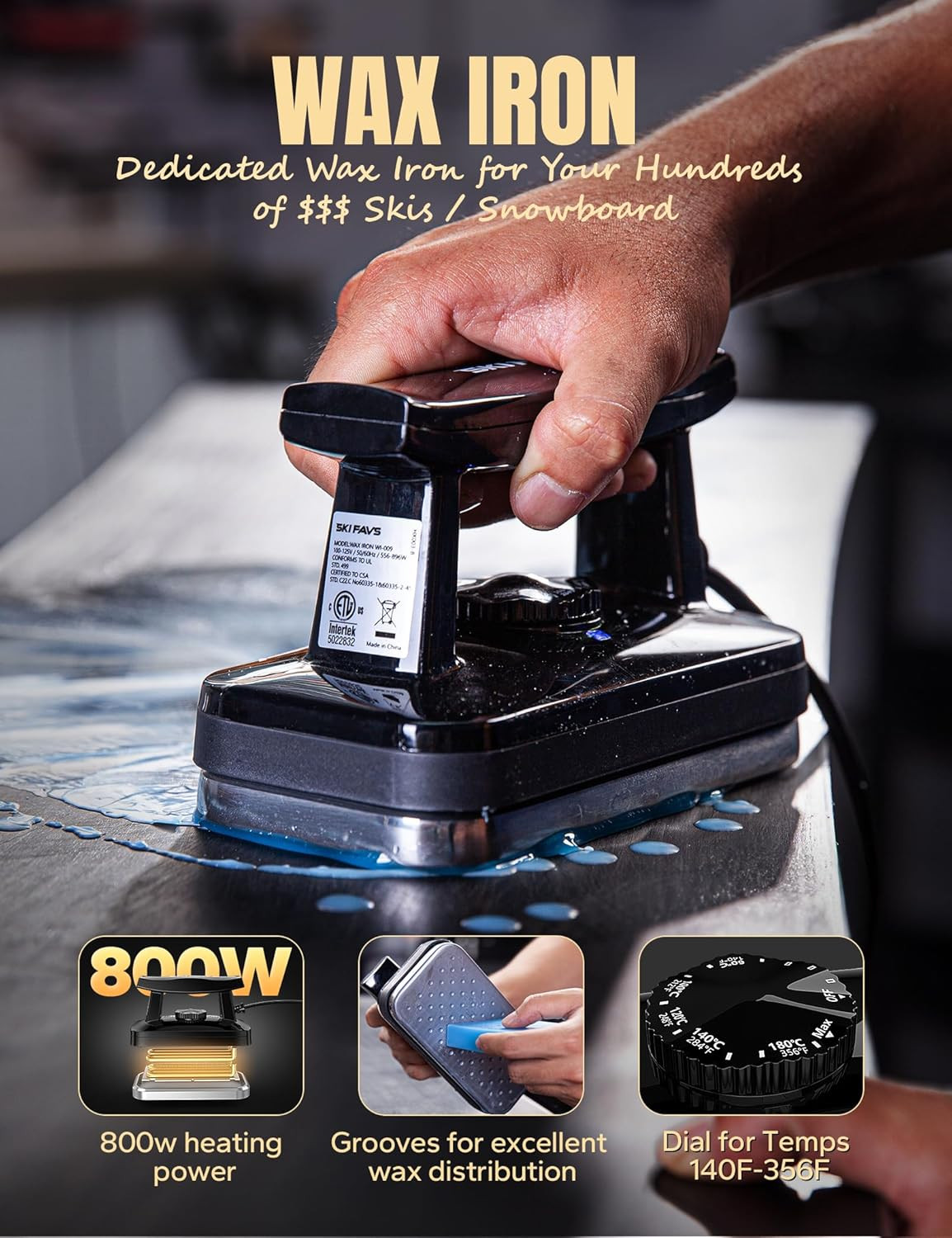 Ski/Snowboard Wax Kit, Ski Tuning & Waxing Kit with Wax Iron, Complete Basic Wax