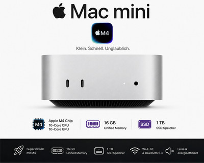 Apple Mac Mini M4 2024 - 16GB RAM, 1TB SSD, Händler - Neuwertig