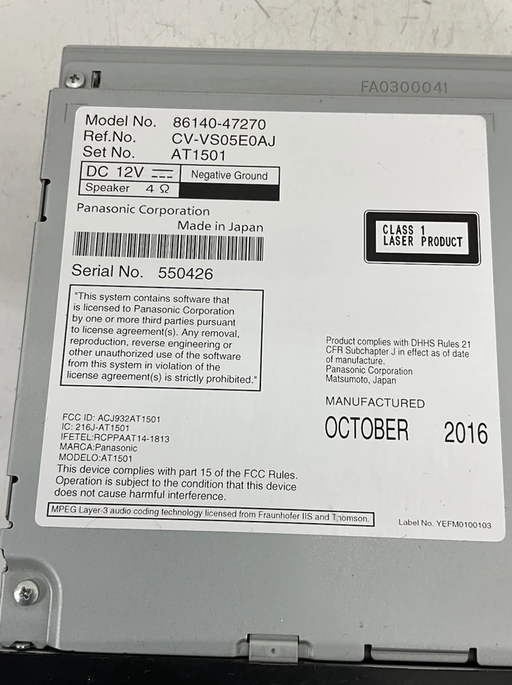 Toyota Prius 2017 receptor de radio con pantalla reproductor de CD 8614047270 OEM AAA Foto 3 de 4