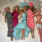 Assorted Vintage Barbies Dressed And Well Loved Missing Shoes.. Lot Of 5