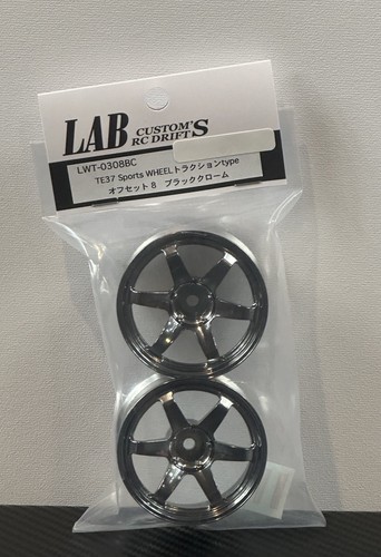 LAB Custom RC Drift T37 Sports Wheel Traction Type Black Chrome 8MM, LWT-0308BC