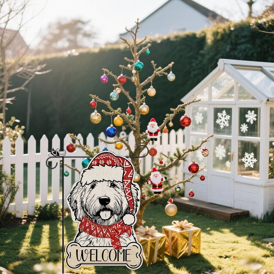 Christmas Dog Garden Flag Golden Doodle Cute Dog Welcome Garden Flags Double-Sid - Image 4 of 4