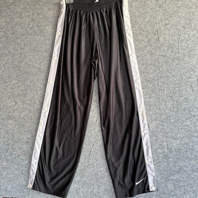 Vintage Nike Track Pants Mens Medium Black Snap Side Tear Away Warm Up 90s STAIN