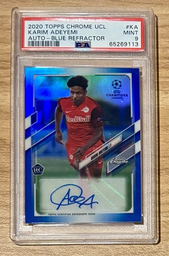 Karim Adeyemi 2020-21 Topps Chrome UCL /150 Auto Blue Refractor PSA 9 RC