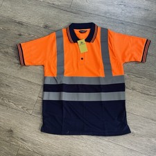Hi Vis Polo T-Shirt High Visibility Reflective Tape Safety Workwear Size Small