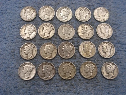 20 SILVER MERCURY DIMES WITH DATES lot 2