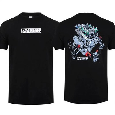 1500 HP Blown Big Block Engine T-Shirt Men s Cotton Short Sleeve Car Graphic