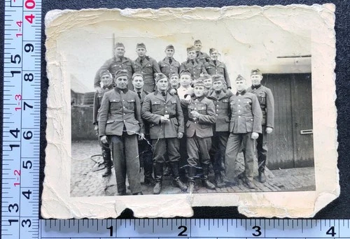 Group Soldiers Portrait CR TR WW2 German Military BW Photo Snapshot
