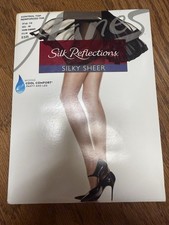 Hanes Silk Reflections Control Top Reinforced Toe AB Town Taupe Pantyhose NEW 