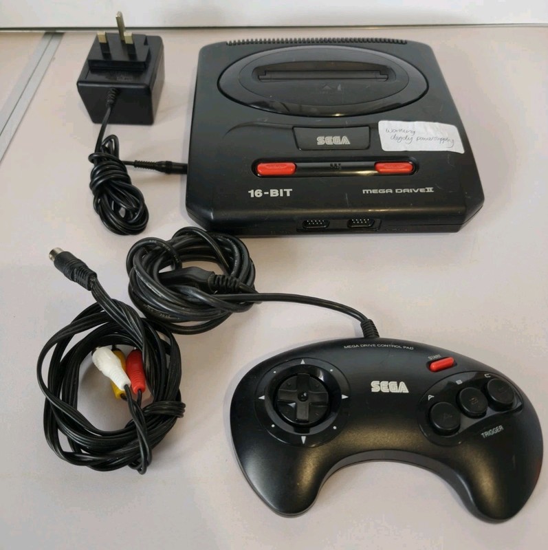Sega Mega Drive 2 II Console Black Bundle + X1 Controller, All Leads Tested PAL