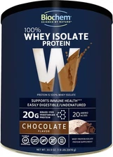 Biochem 100% Whey Protein Isolate - Grass Fed Chocolate 1.9 lbs (878 grams)