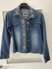 Zabaione Jeans Jacke mit Stickereien in Größe L