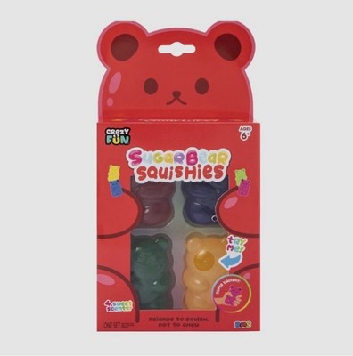 Crazy Fun Sugar Bear Scented Gummy Bear Squishies 4 Pack Stress Reliever