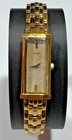 Seiko Tank Watch Women 12mm Champagne Dial 7" Gold Tone 2e20-7609 - Vintage