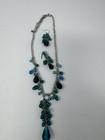 Vintage Blue/teal Necklace/Earring Set Costume Jewelry Glass Beads — photo 1