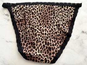 PINK Victoria's Secret String Bikini Panty Leopard w/ Black Lace S M L XL 2XL