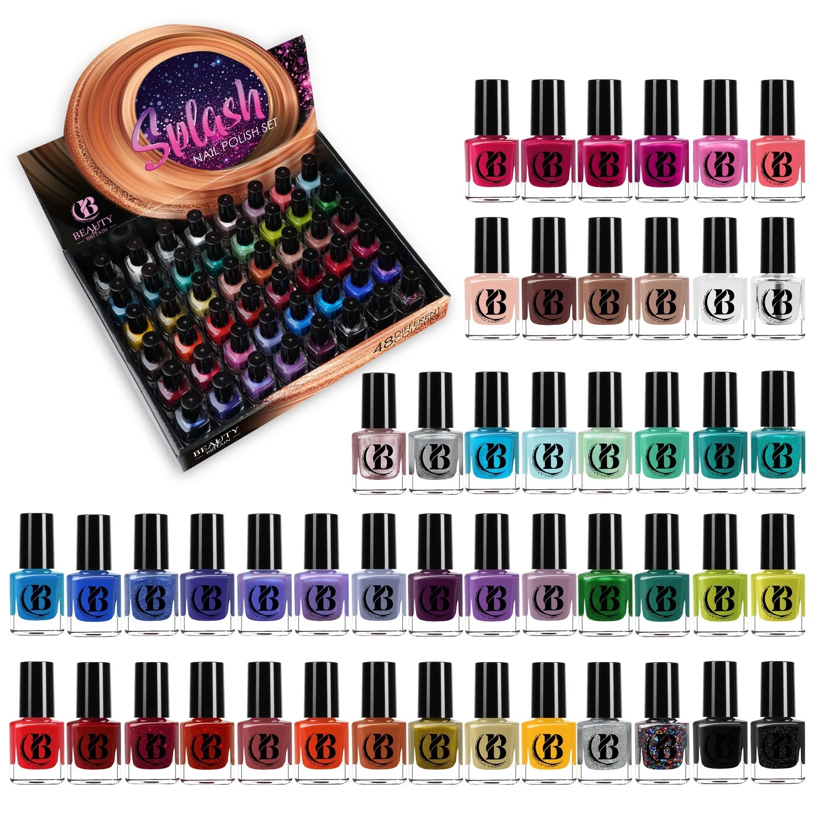 Nail Polish Varnish Set 48 Modern Colours + 2 Nail Art Sticker Sets Display box
Opens in a new windo