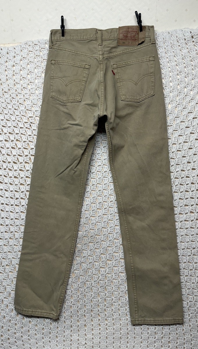 Vtg Levis 501 XX Jeans Mens Tag 32x32 Fits 30x32 Beige Denim 90s